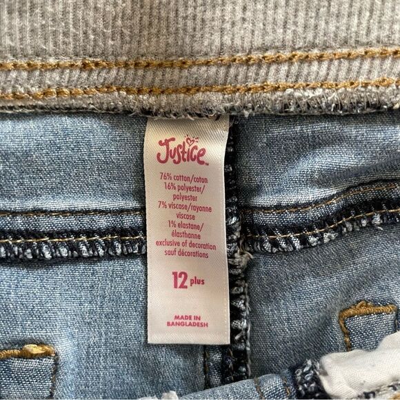 Justice Blue and Gray Jean Shorts with Distressed Details and Pockets Size 12 - Picture 3 of 5